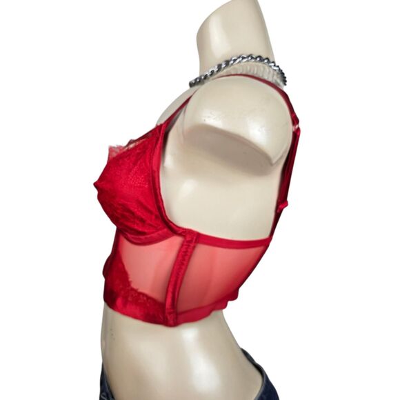 Victoria's Secret Very Sexy Bustier Bra Sz S Red Lace Coquette Whimsigoth - Picture 5 of 10